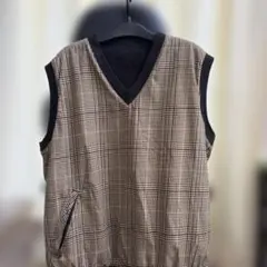 チェック柄 Vネック ベスト