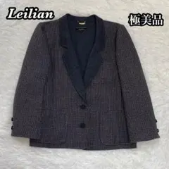 ✨極美品✨ Leilian ウールテーラードジャケット 千鳥柄 高級感 9サイズ