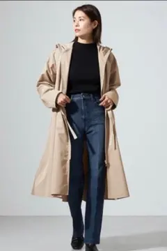 Chacott タフタAラインロングコート ベージュ