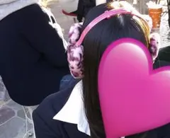 ディズニー　ピンクヒョウ柄耳当て