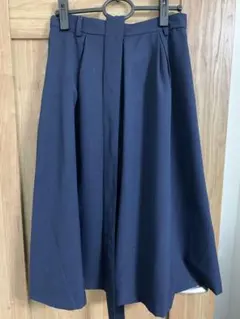 GLACIERグラシア ミモレ丈 フレアースカート ネイビー　L 通勤　オフィス