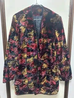 古着 ノーカラーベロアジャケット