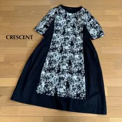 CRESCENT 刺繍ワンピース Aラインワンピース 切り替え 上品 サイズMのサムネイル