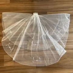 ホワイト ウェディングベール 花柄刺繍