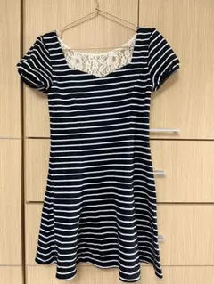 ストライプ 半袖 ワンピース　y2k 00s archive 平成ギャル