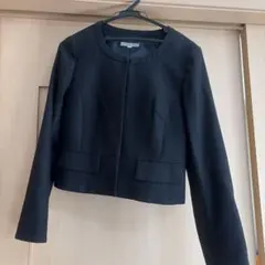 ノーカラージャケット　日本製　38 ジャケット ブラック　黒