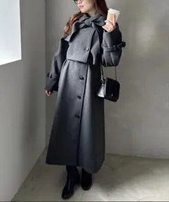 NICE CLAUP ショートコートにもなる/マルチ WAYリボンロングコート