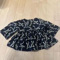 ブラウス　黒　花柄