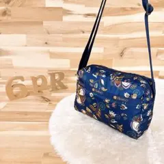 【レスポートサック】花柄 フラワー スクエア ミニ ショルダーバッグ 紺×茶