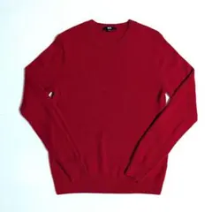 【タイムセール中】UNIQLO カシミヤクルーネックセーター レッド Lサイズ