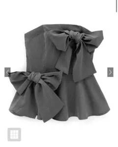 【新品タグ付き】ダブルストラップリボンフレアトップス[tg814]