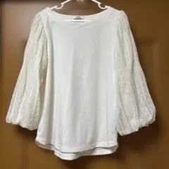 earth music & ecology ホワイト五分袖Tシャツ