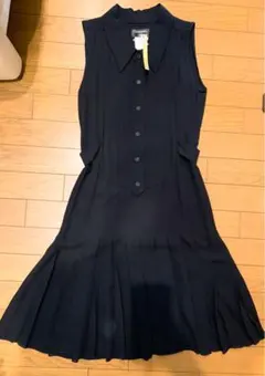 美品シャネルCHANELブラックノースリーブドレス/シルク100%/34