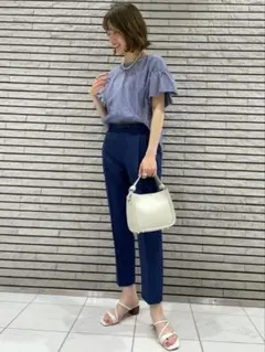 green label relaxing　コットン ブロード 袖ギャザーブラウス