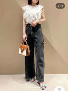 FRAY I.D サイズ00 色BLK カットアウトバレルデニムパンツのサムネイル