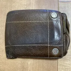 【ジャンク品】コムサメン＊メンズ二つ折財布ブラウン茶のサムネイル