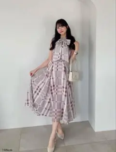 An MILLE ビッグチェックドッキングワンピース ピンク アンミール Anmille ビッグチェックドッキングOP ワンピース