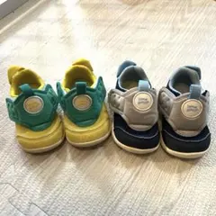 お値下げ！IFME 12.5cm ベビーシューズ　双子　イエロー　ネイビー　黄色