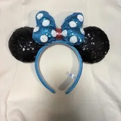 ミッキー耳カチューシャ 青と黒のドット