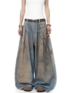 BLACKLISTS ダメージ加工 ワイドレッグデニム