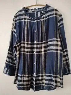 veronica ネイビー系 チェックシャツ 7分袖シャツ