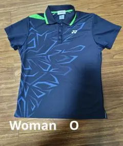 YONEXヨネックス ネイビー グリーン ポロシャツ Woman　Oサイズ