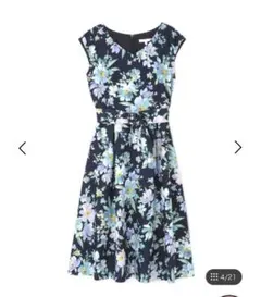 プロポーションボディドレッシング　エスターフラワーフレアワンピース　ネイビー