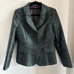 テーラードジャケット ブラック・グリーン チェック