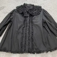 ★ピンクハウスピコフリルローンブラウス黒長袖フリーサイズ★美品★