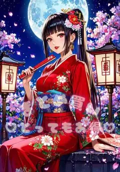 ◆星羅/一点物◆A4サイズ ポスター AIイラスト 高画質 着物 アニメ 1