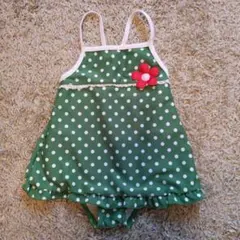 緑色ドット柄ワンピース水着 80cm