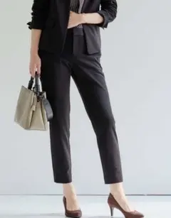 green label relaxing バックゴムテーパードパンツ ブラックのサムネイル