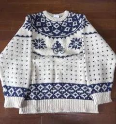 ミッキー　ディズニー　アイボリー ネイビー ニットセーター