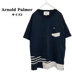 ☆Arnold Palmer☆ 傘ロゴ刺繍 ボーダー切り替えTシャツ メンズ 3
