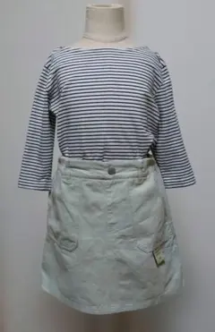 無印良品ラブトキシック デニムスカート ミントグリーン 150 上下2点セット