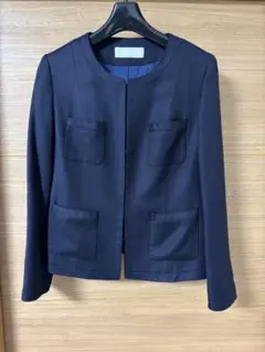 美品　ボールジィ　トゥモローランド　ノーカラージャケット　ネイビー　38