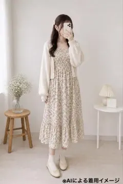 ☆ 淡色コーデ 花柄 ロングワンピース ナチュラル系 春夏 ☆ レトロガール