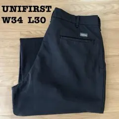 ユニファースト 2タック ワークパンツ W34 L30 ブラック 黒 古着