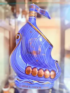 LARSEN COGNAC Viking Ship ブルー 陶器ボトル