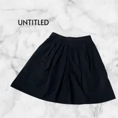 アンタイトル ひざ丈フレアスカート 綿混 きれいめ オフィス ネイビー 1 S