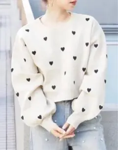 tiptop ハート柄 ショート丈 セーター 長袖