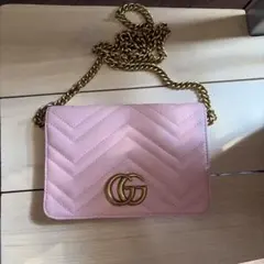 GUCCI GGマーモント チェーンショルダーバッグ ピンクのサムネイル