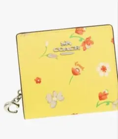 COACH 花柄 二つ折り財布 イエロー 並行輸入品:アウトレット品