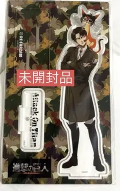 進撃の巨人　黒ねこ意匠　アクリルスタンド　リヴァイ　ハンジ猫　RE:SHAZAM