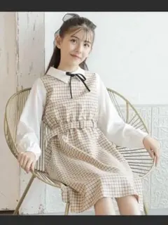 チェック柄ワンピース 140 アムリールガール