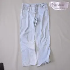 白タグ 00s MaxMara ストレートデニム イタリア製　ライトブルー　42のサムネイル