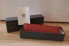 【未使用】印傳屋 印伝 ペンケース 筆箱 花柄 赤 箱付き