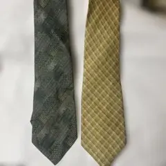 シルクネクタイ2本セット 緑系・黄色系
