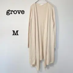 グローブ　ロングカーディガン【M】ベージュ　トップス　定番　シンプル　無地