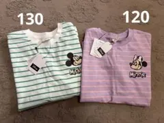 新品 しまむら リトシー ディズニー ミッキー ミニー ボーダー 半袖 お揃い